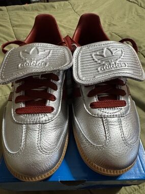 adidas Silver Sneakers with Red Accents